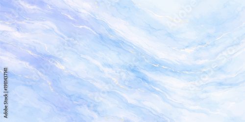 A beautiful summer day featuring a fluffy white cloudscape across a bright blue sky background to create a serene nature atmosphere