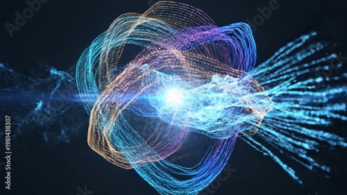 Cosmic Dance: An abstract representation of energy and light intertwining in a vibrant display.