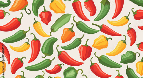 Colorful Chili Pepper Pattern.