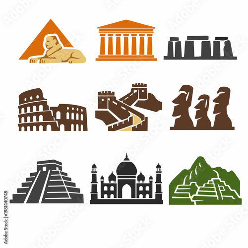 Ancient Monuments Vector Illustration