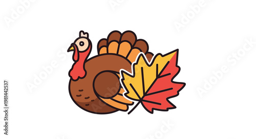 Cartoon Turkey Bird Fall Seasonal Character.