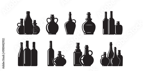 Antique bottle collection a silhouette study of vintage glassware