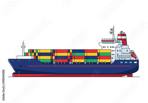 Large Container Cargo Ship at Sea.