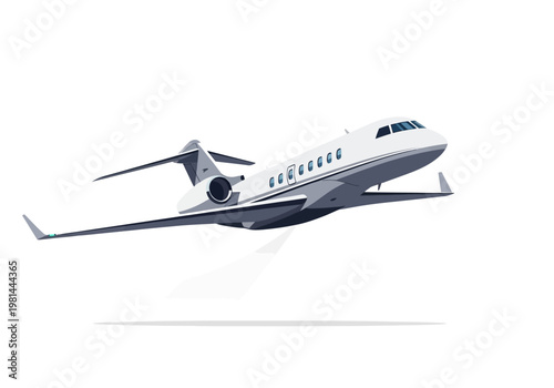 Private Jet Flying Through the Air.