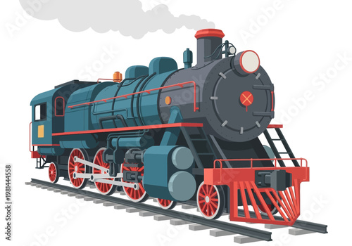 Vintage Cartoon Train Locomotive Illustration.