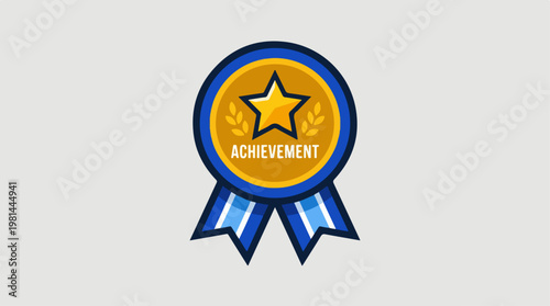 Golden Achievement Award Ribbon Badge.