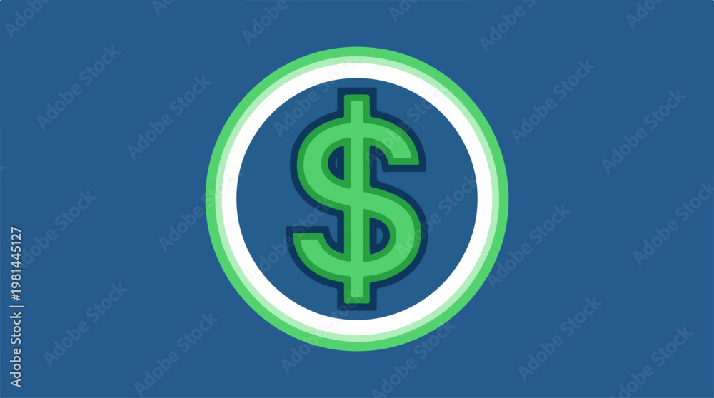 Obraz premium Green dollar sign icon symbol.