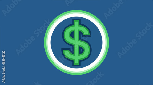 Green dollar sign icon symbol.