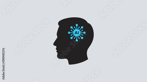 Human Head with Blue Brain.