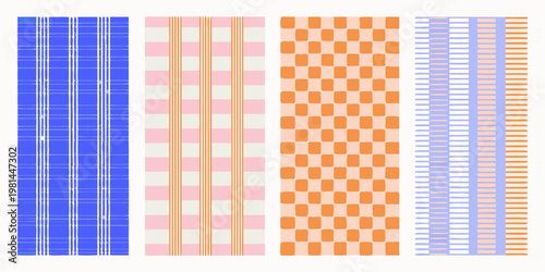 A collection of vertically oriented patterned fabric swatches