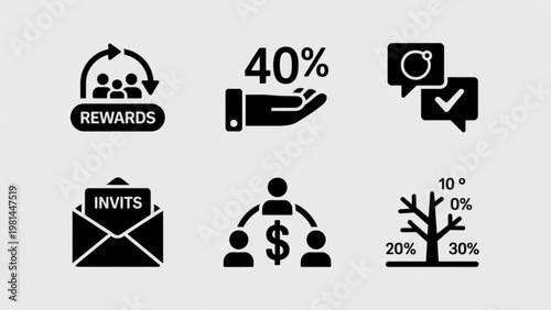 Collection of icons representing various digital and communication concepts Vector