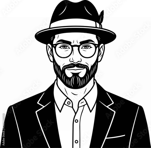 Man Wearing Glasses and Hat.