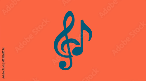 Music notes on orange background.