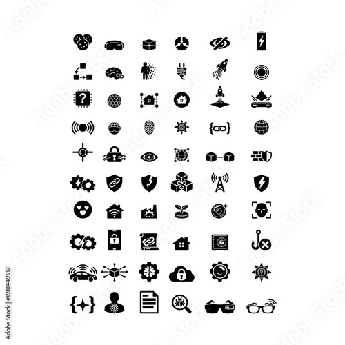 Professional SaaS and interface glyph icon set
Professional SaaS and web interface icon set featuring minimalist solid black glyphs for digital applications.
