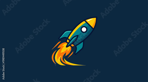 Rocket Ship Launching Into Space.