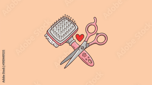 Scissors and comb hair tools.