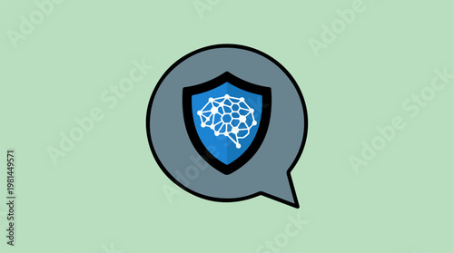 Shield with blue network security.