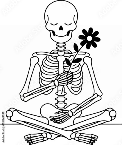 Skeleton in meditation yoga pose.