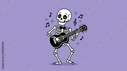 Skeleton Playing Guitar Music.