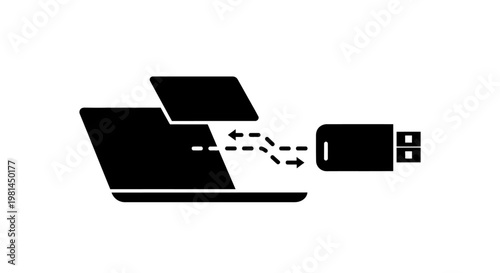 USB Flash Drive Connecting To Laptop.