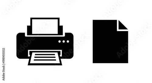 Black printer and paper icon.