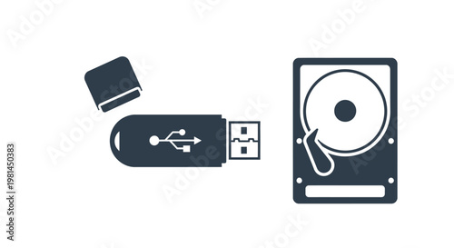 Usb flash drive and hard disk.
