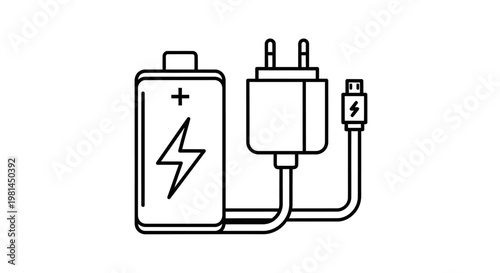 Battery with charger and cable.