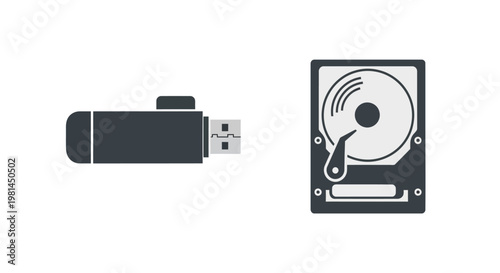 Usb flash drive and hard disk.
