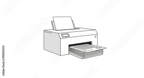 Printer with open paper tray.