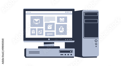 Computer Monitor and Tower System Unit.