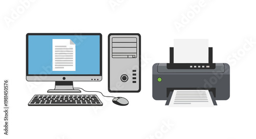 Computer Printer and Office Equipment Setup.