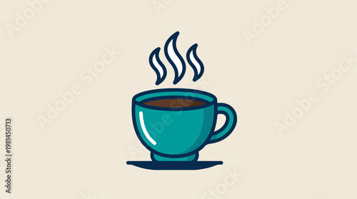 Teal Coffee Mug with Steam.