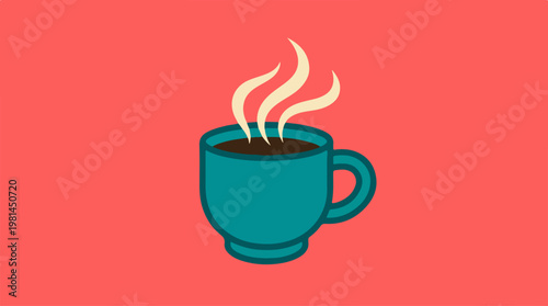 Teal Coffee Mug with Steam.