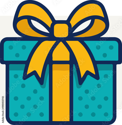 Teal Gift Box with Yellow Bow.