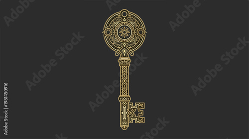 Vintage Gold Antique Key.