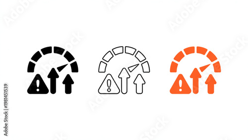 Three circular icons depicting upward progress and directional movement Vector