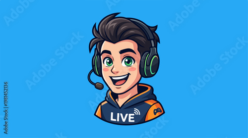 Young Man Wearing Headset.