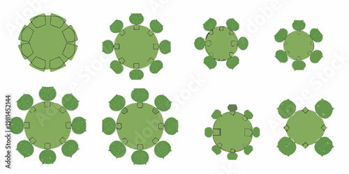 Green turtle illustrations arranged in a grid formation top down view