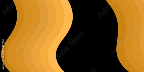 Abstract Geometric Wave Background with Gold Gradient and Black Void