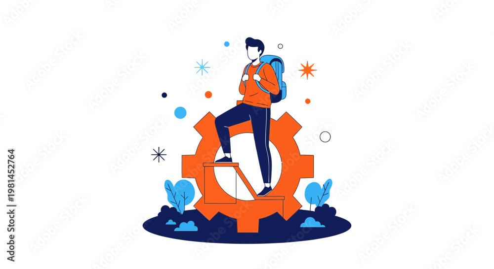 Naklejka premium Career Growth and Business Progress Flat Vector Illustration