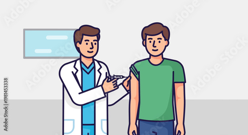Doctor Administering Vaccine to Patient in Medical Setting.