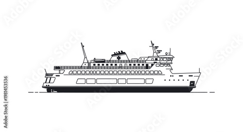 Large Ferry Boat for Passenger Transport.