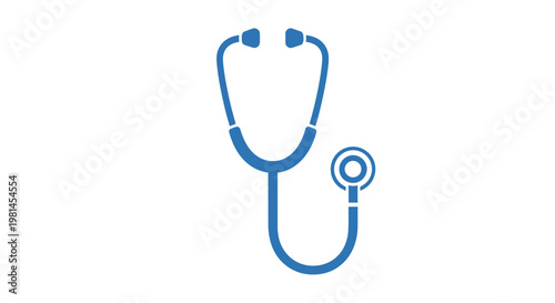 Blue Stethoscope Icon on White Background - Medical Symbol for Healthcare and Diagnosis