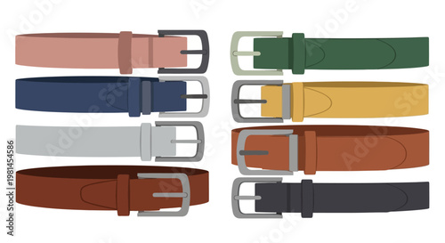 Collection of Leather Belts in Various Colors and Styles