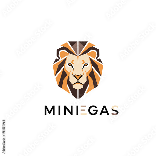 Geometric lion head logo with MINIGAS text on a white background