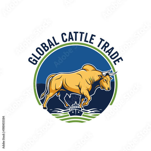 Global Cattle Trade logo with bull and cargo ship emblem