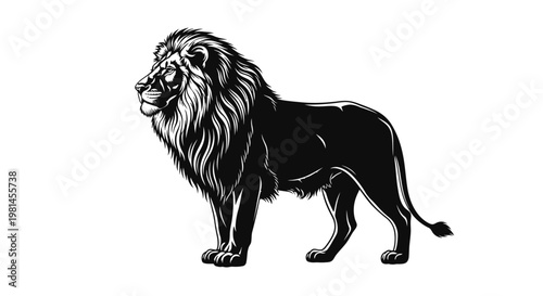 Black Lion Silhouette Side View.