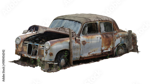 Obraz na plátně Abandoned euro car in a state of decay and neglect