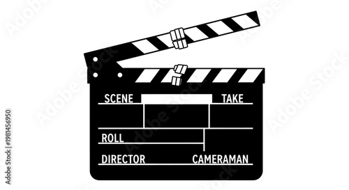 Black film clapper board closeup.