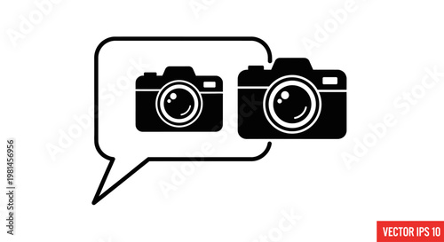 Two Cameras in Speech Bubble Icon.